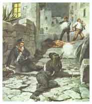 Carabiniere e bersagliere "carabiniere aggiunto" in una tavola de "La Domenica del Coriere" del 1908.
