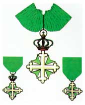 Croci di Commendatore, d'Ufficiale e di Cavaliere dell'Ordine dei Santi Maurizio e Lazzaro.