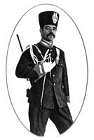 La grande uniforme del Carabiniere aggiunto a piedi, che veniva indossata a Rodi nel 1912.