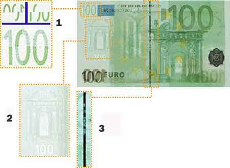 Recto di una banconota da 100 Euro
