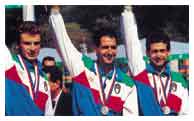 Tiberti con Masala e Massullo, medaglia d'argento a squadre a Seul, nel 1988