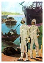 1882, Carabinieri nella baia di Assab (Eritrea) a protezione dei traffici commerciali italiani con l'Oriente.
