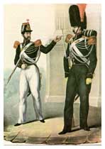 Uniformi della Gendarmeria del Regno delle Due Sicilie, da cui vennero attinti numerosi elementi per la costituzione del nuovo Corpo.